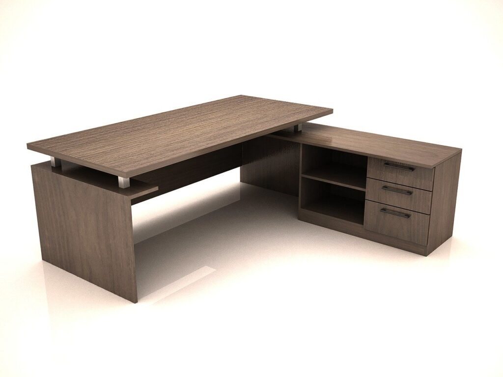 Solid oak executive desk with traditional carved design