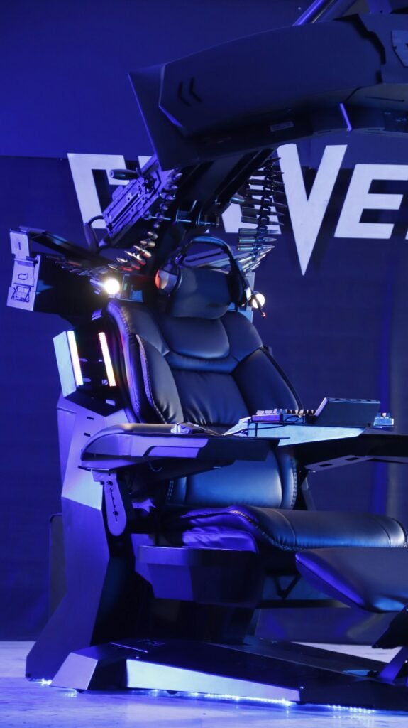 Stylish gaming chair with neon lights